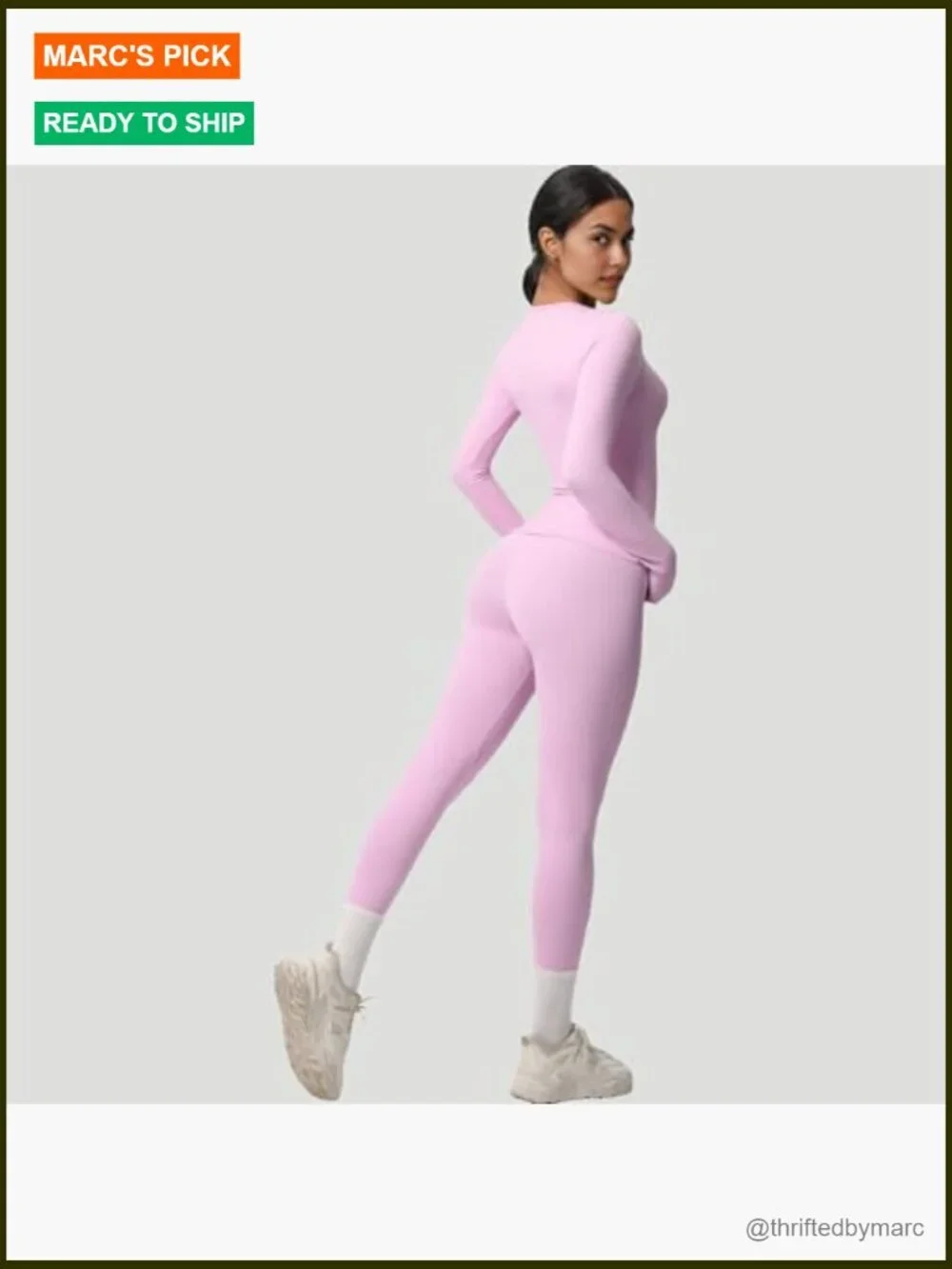 Long Sleeve Workout Top & High-Waisted Leggings Set Medium Fitted